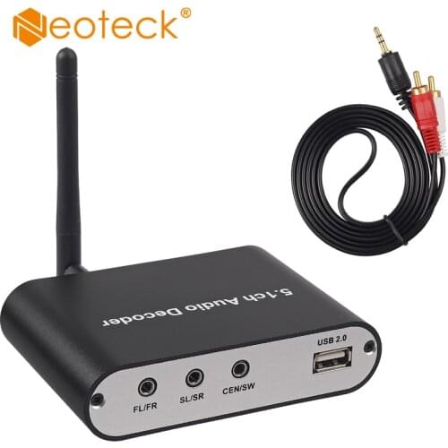 Neoteck 5.1CH Bluetooth Audio Decoder DAC Receiver Optical Adapter Coaxial AUX USB Disk to 3.5mm DAC supports DTS AC3 FLAC