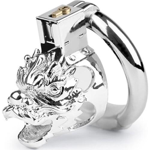 2021New Metal Cock Cage Zodiac Dragon Chastity Devices Carved Bird Cage Penis Ring Chastity Belt JJ Bondage Lock Sex Toy For Man