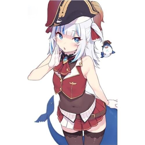 Personality Gawr Gura Hololive Creative Car Sticker Fashion Graphics Decal Anime Waterproof Scratch-proof Apply To Car Window