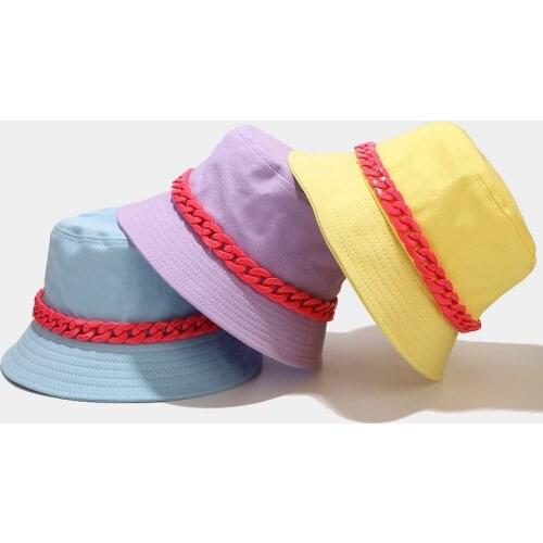 New Personality Thick Chain Fisherman Hat for Men and Women Summer Street Trend Bucket Hat Sun Protection Hat Unisex Panama Cap