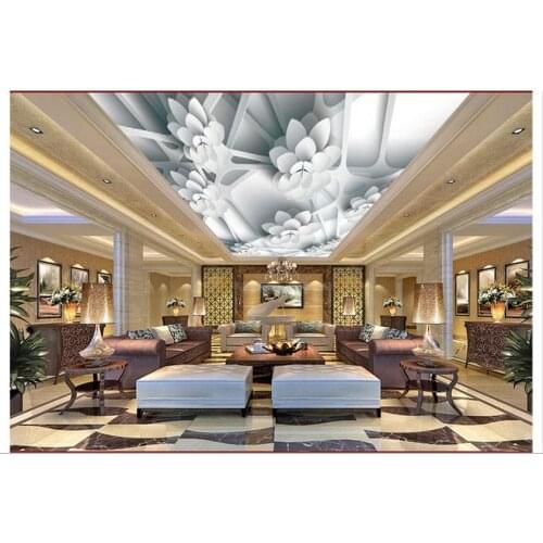 Custom photo wallpaper 3d ceiling murals wallpaper Vector three-dimensional flower mural 3D frame ceiling mural home decoration