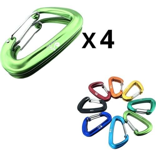 Professional Climbing Carabiner 4Pcs D Shape Mountaineering Buckle Hook 12KN Safety Lock Outdoor Climbing Equipment Accessory