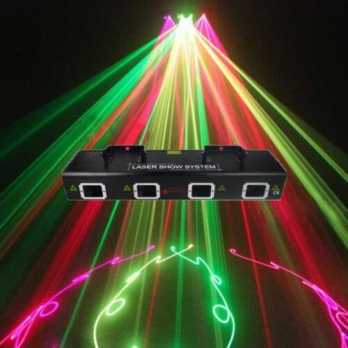 Professional Stage Light 4 Lens Red Green DMX512 Laser Show Lights Party KTV Discos Dance Club Bar Stage Lighting