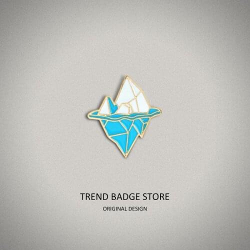 Cartoon Antarctic Ice Bank Blue Glacier Metallic Enamel Button Jacket Backpack Brooch enamel Label Pins Bag Badge