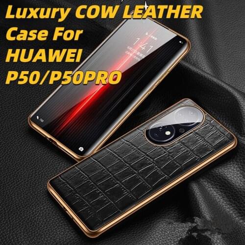 Luxury Genuine Leather Case for Huawei P50, Genuine Leather Crocodile Pattern Phone Case for Huawei P50pro