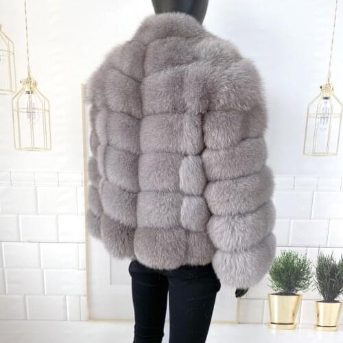 Real Fur Coat Womens Winter Warm Stylish Natural Fox Fur Jacket Vest Stand Collar Long Sleeve Leather Coat Wholesale 2021 Hot