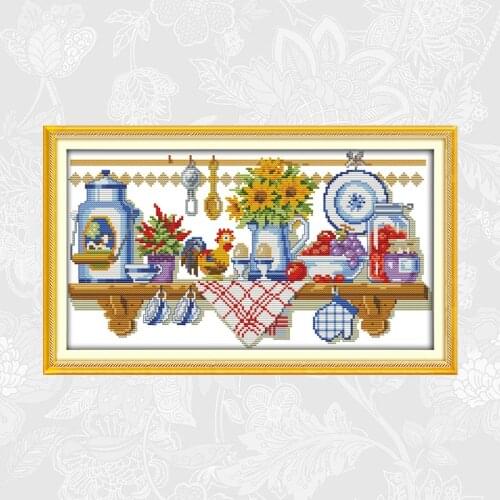 The kitchen corner Patterns Cross Stitch kits Printed Canvas 11ct 14ct Embroidery Accessories DIY Handmade Crafts Needlework