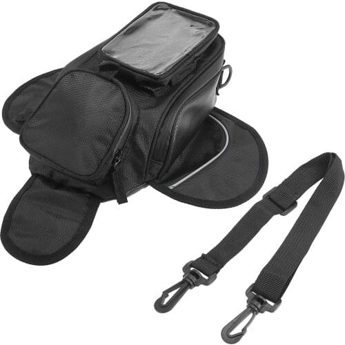X Autohaux Black Motor Motorcycle Tank Bag Waterproof Gas Oil Fuel Saddlebag Magnetic Tank GPS Saddle Bag with Strap