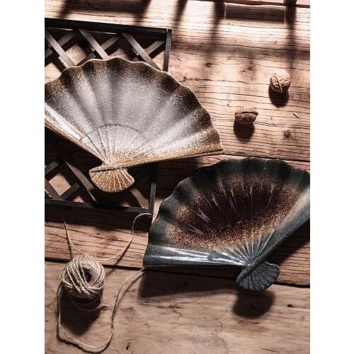 Japanese and Korean fan plate hotel tableware household dish special shaped sushi fruit dessert plate