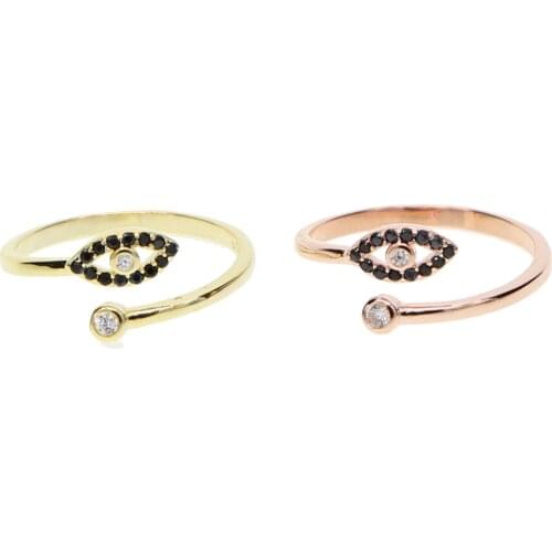 High Quality Cute Small black Cubic Zircon Rings for Women Adjustable Ring knuckle fashion Rose Gold Color Jewelry