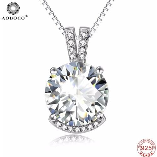 925 Sterling Silver Necklaces Crystal CZ Necklace Simple Sterling Silver Chain Necklaces For Women Fine Jewelry Wedding PYX0251