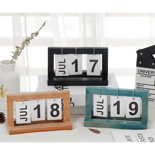 1pc Calendar Wooden Flip Desk Simple Desktop Dual Daily Schedule Table Office Decoration Nordic Study Ornament