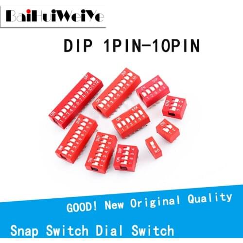 10PCS/LOT Slide Type Switch Module 1 2 3 4 5 6 7-10 PIN 2.54mm Position Way DIP Pitch Toggle Switch RED Snap Switch Dial Switch