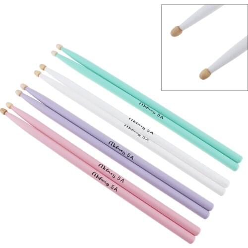 2pcs/lot 1pair Colorful Maple Wood Drum Sticks 5A Music Band Drumsticks 4 Colors Optional
