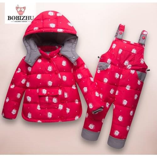 2020 New Baby Childrens Down Jacket Suit Boys and Girls Thickening 2-4 Years Old New Korean Winter Clothing Kids Clothers Suit