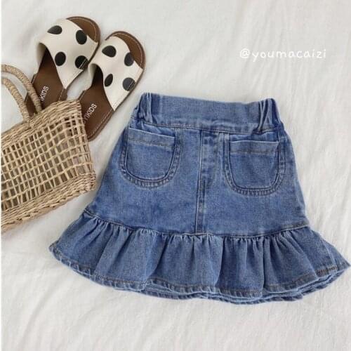 2021 new style girls denim skirt summer cotton fashion girls skirts 1-6 years YE133
