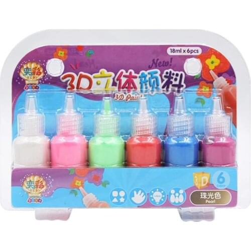 6 Colors Kids 3D Acrylic Paint Pigment Set for Children Graffiti DIY Painting M17F