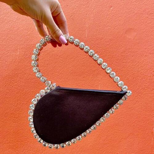 Shiny Diamond Unique Party Evening Womens Clutch Handbag For Elegant Ladies Round Heart Crystal Luxury Designer Money Purse Ins