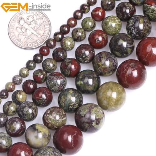 Gem-inside 4-12mm 15'' Natural Round Dragon Blood Jasper Stone Beads For Jewelry Making Necklace Bracelets For Women DIY Beads