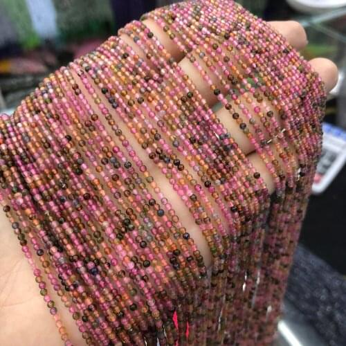 Natural Stone Bead Tourmaline Round Small Loose Beads For Jewelry Making DIY Necklace Bracelet Earrings Anklet Accessory