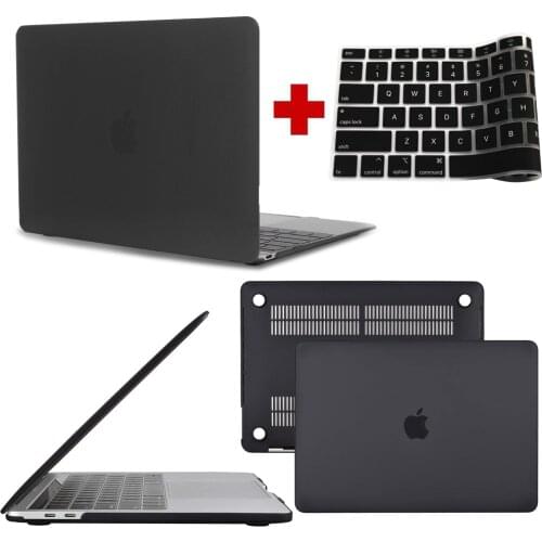 Laptop Case for Apple Macbook Air 13/11/MacBook Pro 13/16/15 Inch Hard Shell Matte Black Protective Shell + Keyboard Cover