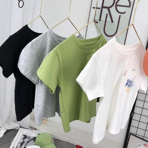 Childrens Cotton T Shirt Korean Summer Letter Print T Shirt Baby Boys and Girls Short Sleeve T Shirt Childrens Casual Top Tees