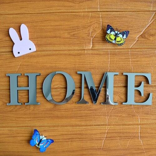 Home decorations diy silver mirror wall sticker Letter LOVE HOME large decal 3d stickers pattern