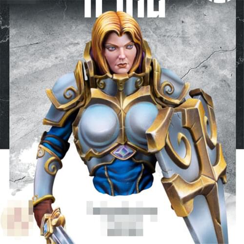 Fantasy Armor Female Swordsman Resin Bust 1/12 Assembly Model Figure Resin Kit Bust Colorless Models Self-Assembled Toys