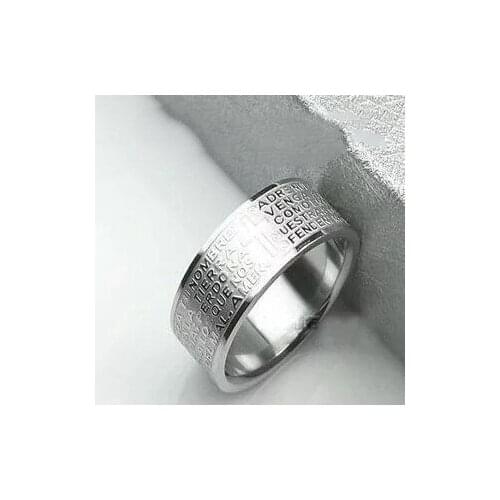 Jesus Christian Cross Ring Scripture Ring Mens Fashion Titanium Steel Jewelry Gift