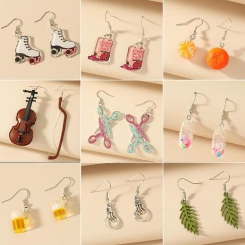2020 Ins Brand Funny DIY Handmade Irregular Violin Drop Earrings Women Retro Musical Instrument Dangle Earrings Vintage Brincos