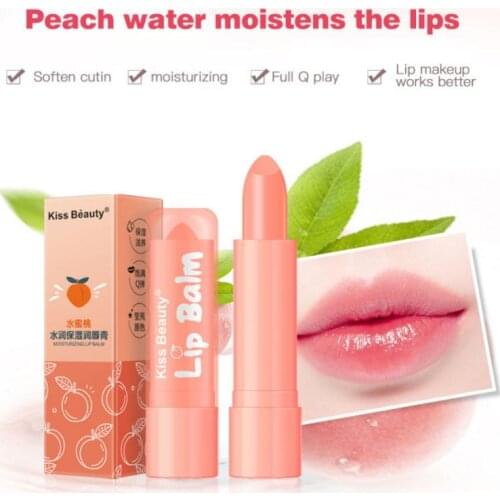 Kiss Beauty Peach Lip Balm Color Moisturizer Balm Lipstick Long-Lasting Nourishment Natural Lips Care Anti-chapped Vivid TSLM1