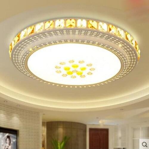 Round crystal lamp led ceiling lamp warm bedroom lamp modern minimalist restaurant room light atmospheric living room lighting