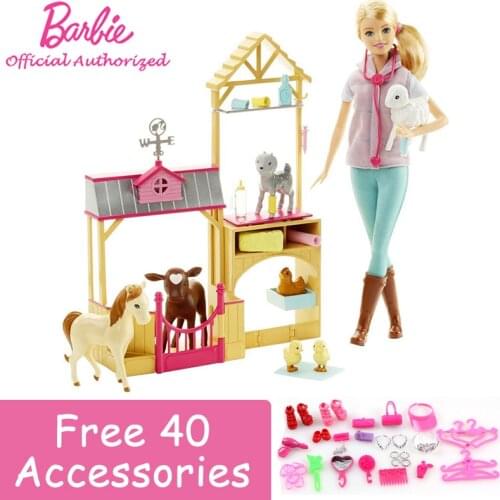 Barbie Animal Rescuer Doll & Playset Lovely Animal Doctor Pretend Toy Animal House Toy Building Little Girl Favourite Toy Gift