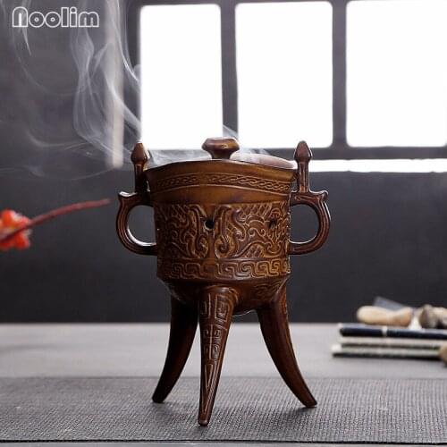 NOOLIM Retro Tripodia Incense Coil Burner Tower Incense Burner Incense Stick Incense Coil Holder Ceramic Censer Decoration