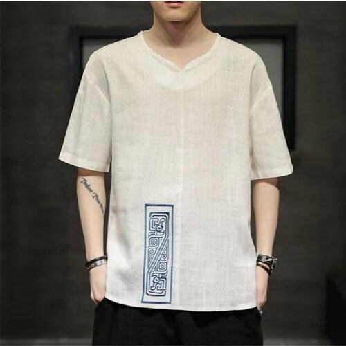 Summer Men Linen Shirt Chinese Style Retro Casual Tops Plus Size Kung Fu Traditional Asian Clothes Tang Suit Tops For Man 30486