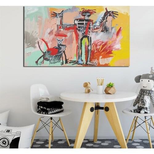 Boy Dog In A Johnnypump By Jean Michel Graffiti Art Canvas Poster Painting Wall Picture Print Home Bedroom Decoration Framework