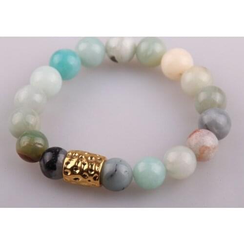 Fashion Women Dress Armband 10mm Amazonite Natural Stone Bracelet