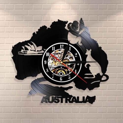 Sydney Opera House Kangaroo Koala Crocodile Australia Characters Australia Symbols Wall Art Wall Clock Vinyl Record Wall Clock