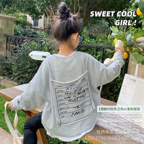 2020 autumn/winter new girls sweater Korean version loose pullover patch printed long-sleeved top