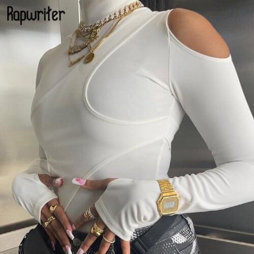Rapwriter Casual Solid Bodysuit Hollow Out Bodies For Women Skinny Jumpsuit Autumn Long Sleeve Playsuit Stretch Fitness Rompers