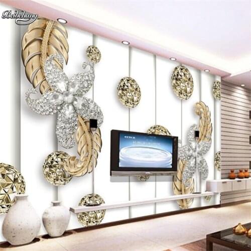 Beibehang Luxury 3d pentagonal diamond jewelry background wall custom large fresco nonwovens environmental wallpaper