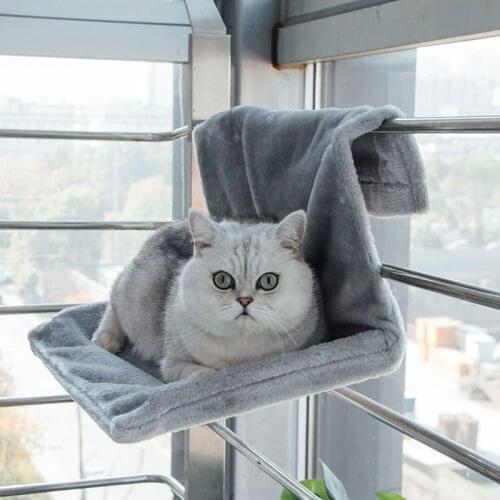Removable Plush Cat Window Hammock Bed Cat Window Seat Hammock Space Saving Pet Kitty Hanging Bed Resting Seat Pet Supplies