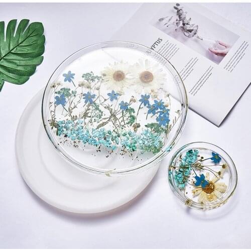 DIY Table Cup Pad Molds Round Mirror Small Large Plate Dish Silicone Mold For Resin House Decoration Set Resin Mold Wholesale