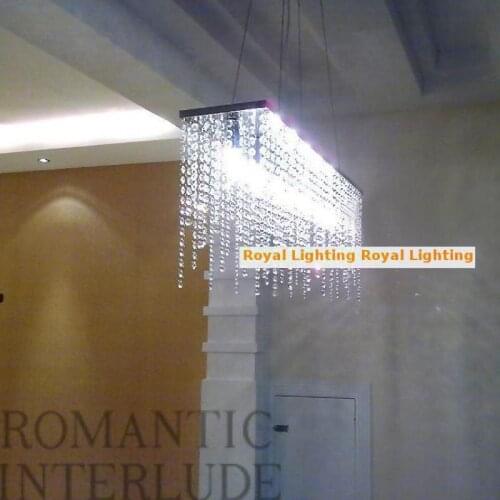 Modern rectanglar Crystal lighting deluxe clear crystal pendant Lights for dining room bar mall Cafe Kitchen Led Pendant lamp