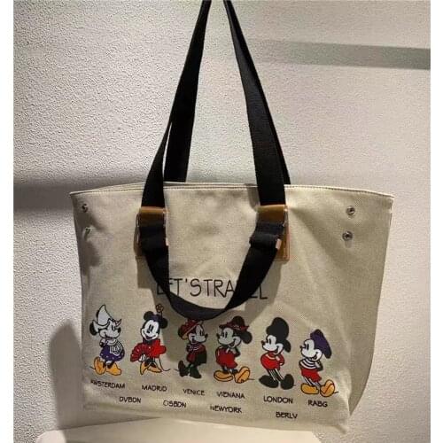 Disney Mickey mouse canves shoulder bag messenger bag lady handbag big shopping tote bag