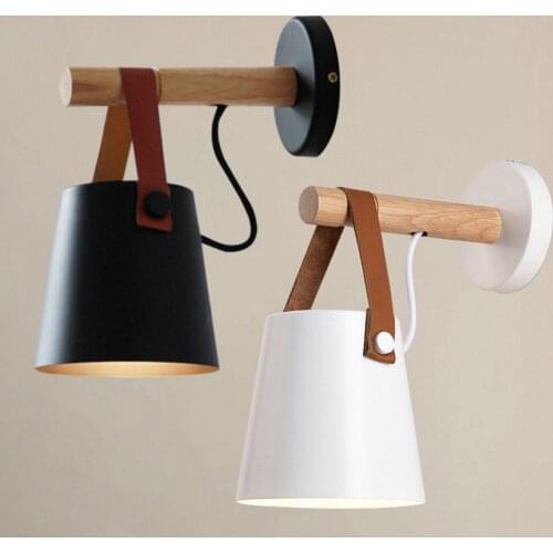 220V 110V Led Wall Light E27 Iron Art Belt Wooden Wood Loft Style Bathroom Dining Room Restaurant Hanging Decoration Wall Lamp