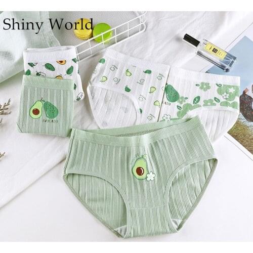 Avocados Panties Womens Cotton Briefs Elastic Cozy Lingerie Cute Female Underwear Low-Rise Panties For Women Comfortable Briefs