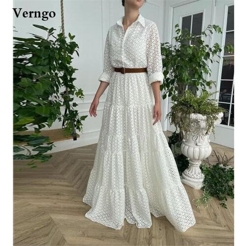 Verngo Vintage A Line Lace Wedding Dress Long Sleeves High Neck Floor Length Bridal Gowns 2021 Modest Formal Dress Plus Size