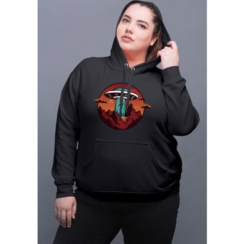 Angemiel Wear Human Spirit Attracting Ufo Black Women Hooded Sweatshirt