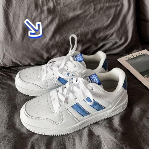 HOT Women Sneakers 2020 Fashion Breathble Vulcanized Shoes Women Pu leather Platform Shoes Women Lace up Casual Shoes White
